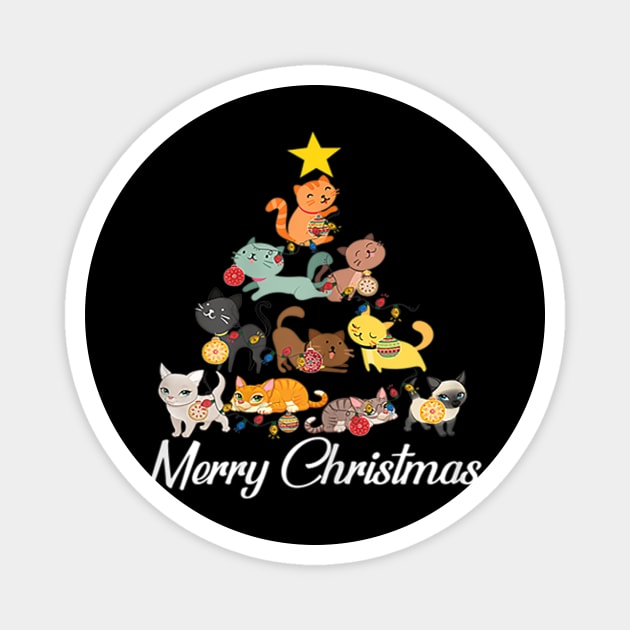 Xmas Noel Lights Star Presents Cats Tree Merry Christmas Magnet by Barnard